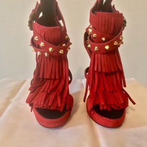 Giuseppe Zanotti Fringed Suede Studded Platform